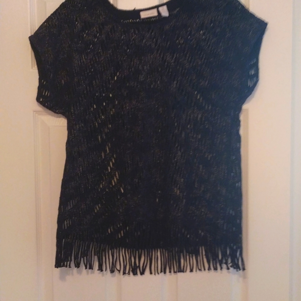 Black Fringe Women Top